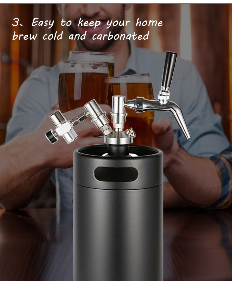 Stainless Steel 304 Ball Lock Mini Keg , 5L Mini Draft Beer Keg Dispenser