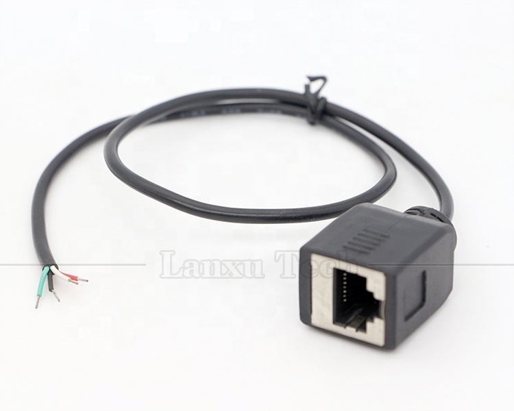 Female RJ45 Socket to Open Tinned Soldering 4 Wires Bare End Pigtail Cable