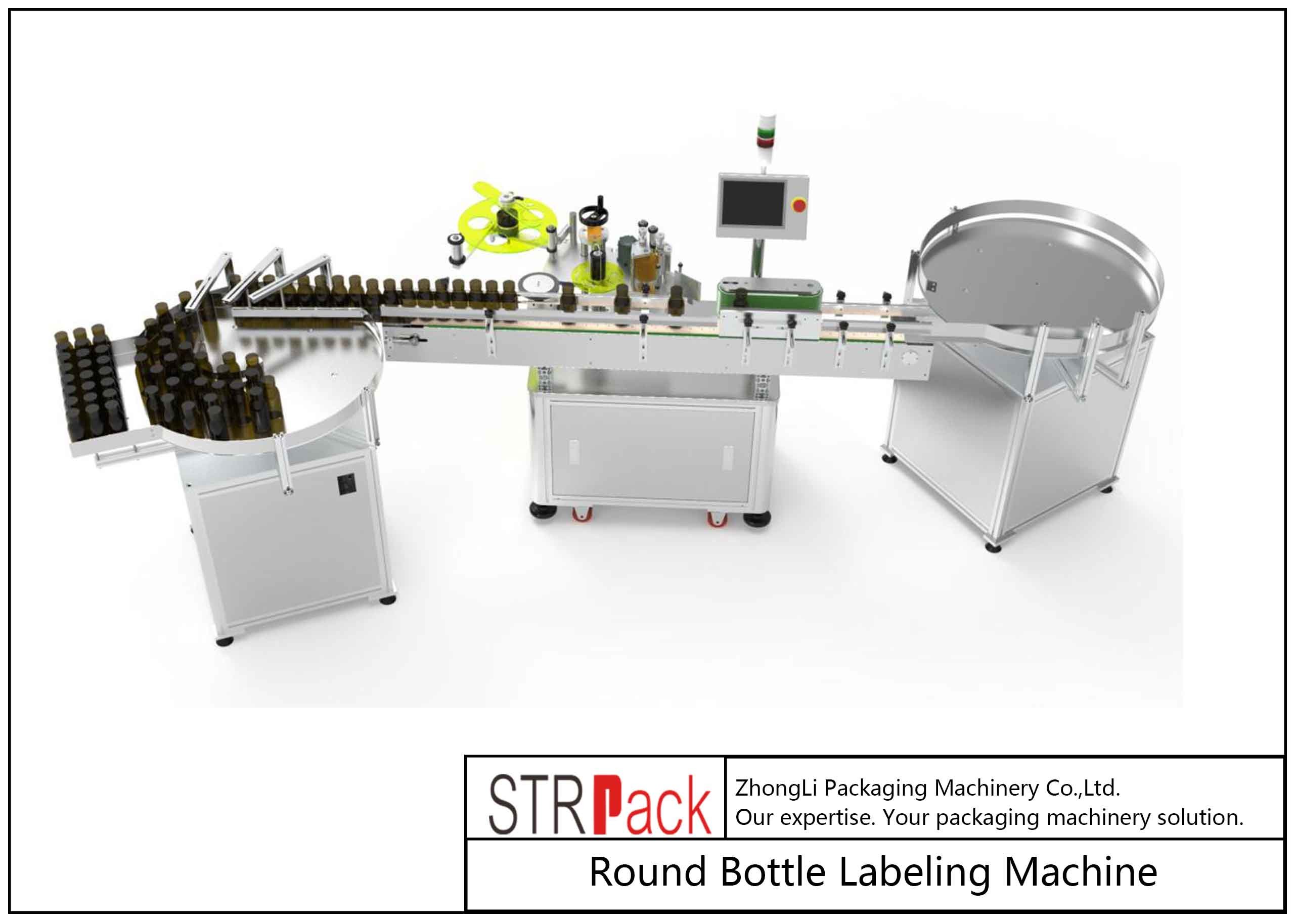 Cosmetics Round Bottle Labeling Machine Wrap Around Visual Camera Detection