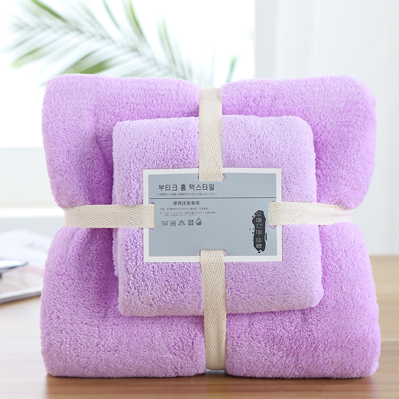 Custom Green Microfiber Towel Set High Density 2-Piece Coral Velvet 70*140cm 35*75cm