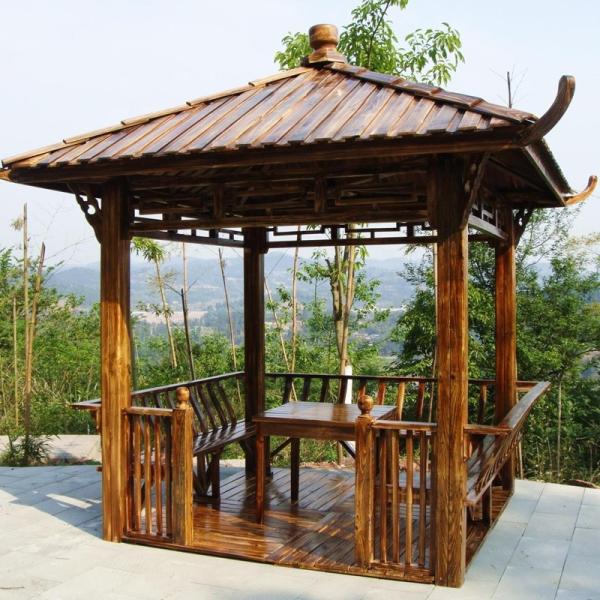 Quality Chinese Outdoor Wooden Gazebo Pavilion Arches Arbours Hexagonal Wooden Pergola for sale