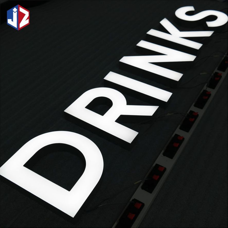 Outdoor Storefront 3D Business Acrylic Signs Illuminated LED Front Lit Letters