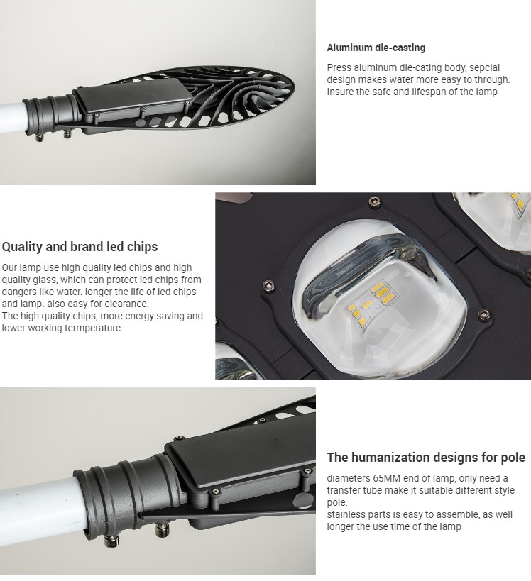CE Certificated AC 220V Electric outdoor IP65 100W Waterproof LED Street Lights for road use