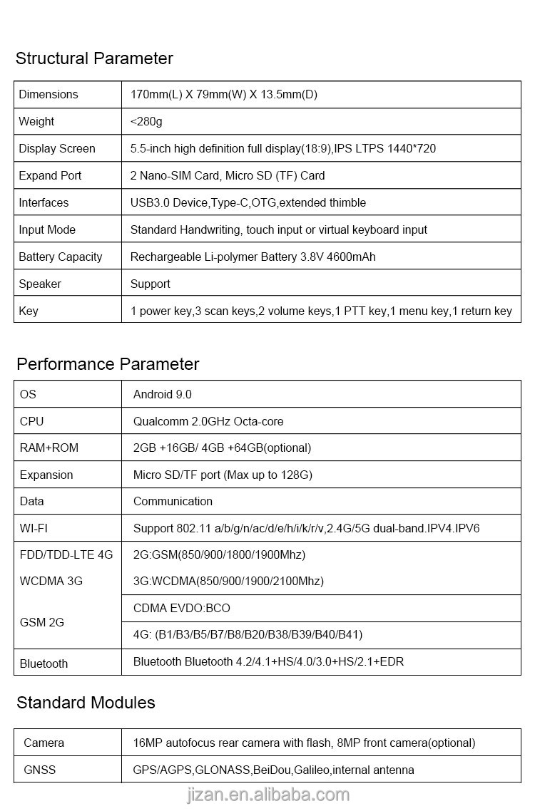 Hf Uhf Rfid Lf Reader 16MP Camera GPS Android Mobile JZIOT V9000P PDA 125KHz RFID Card Reader