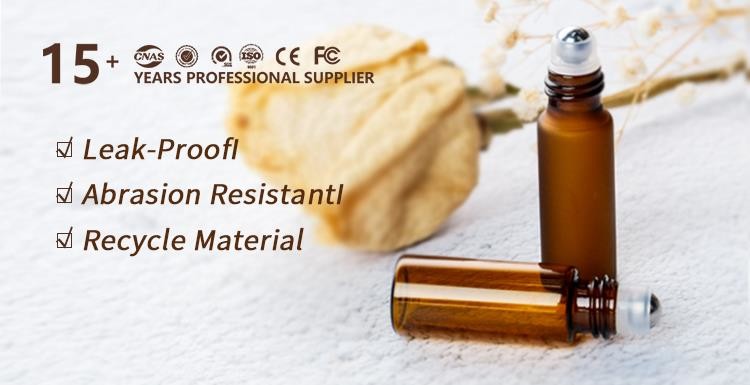 Custom 10ml Empty Amber Roller Bottles for Perfume