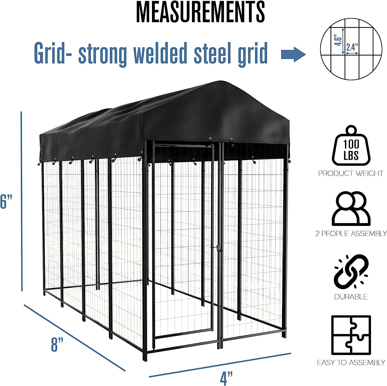 6'' X 10'' Extra Large Heavy Duty Dog Kennel House Outside Welded Wire Metal Mesh