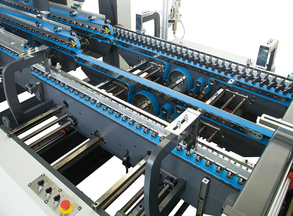 Double Laminated Carton Box Folder Gluer Machine 48KW Continuous Paper Feeding