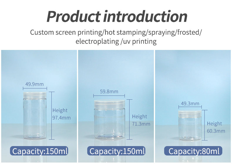 PETG Makeup Storage Jars Clear Plastic Jar For Packaging Transparent Plastic Container