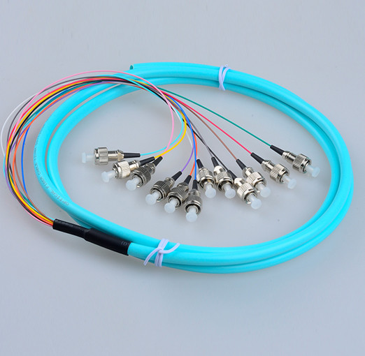 FC/UPC multimode OM3 50/125 Simplex 0.9mm aqua LSZH fiber optic pigtail