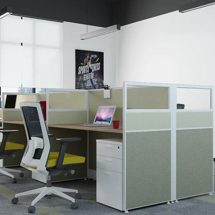 Modern 4 Person Workstation Aluminum Materials With Partition