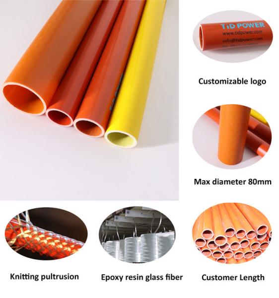 High Strength Epoxy Fiberglass Insulation Hollow Tube / Epoxy Resin Fiberglass