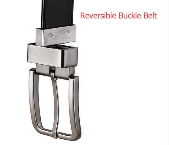 Mens Genuine Leather Reversible Belt Double Side Adjustable Nickel Brush Buckle Color