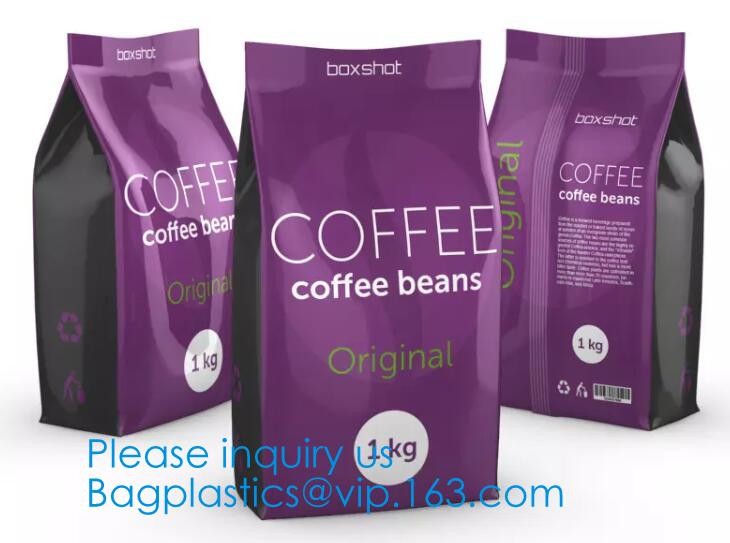 Side Sealed Square Flat Box Bottom Coffee Packaging Bags,Side Seal Gusset Food Grade Packaging Bags With k Organic