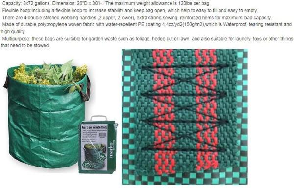 272L PP new material durable leaf collection garden waste bag,Garden Waste Bags