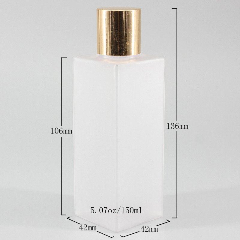5.07oz/150ml Different Cap Choices Square Frosted PETG Bottle , Lotion Perfume Skincare Products Cosmetic Plastic Bottle