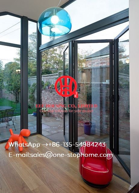 Aluminum alloy hurricane impact bi-fold door design,folding doors with internal shutter and blinds