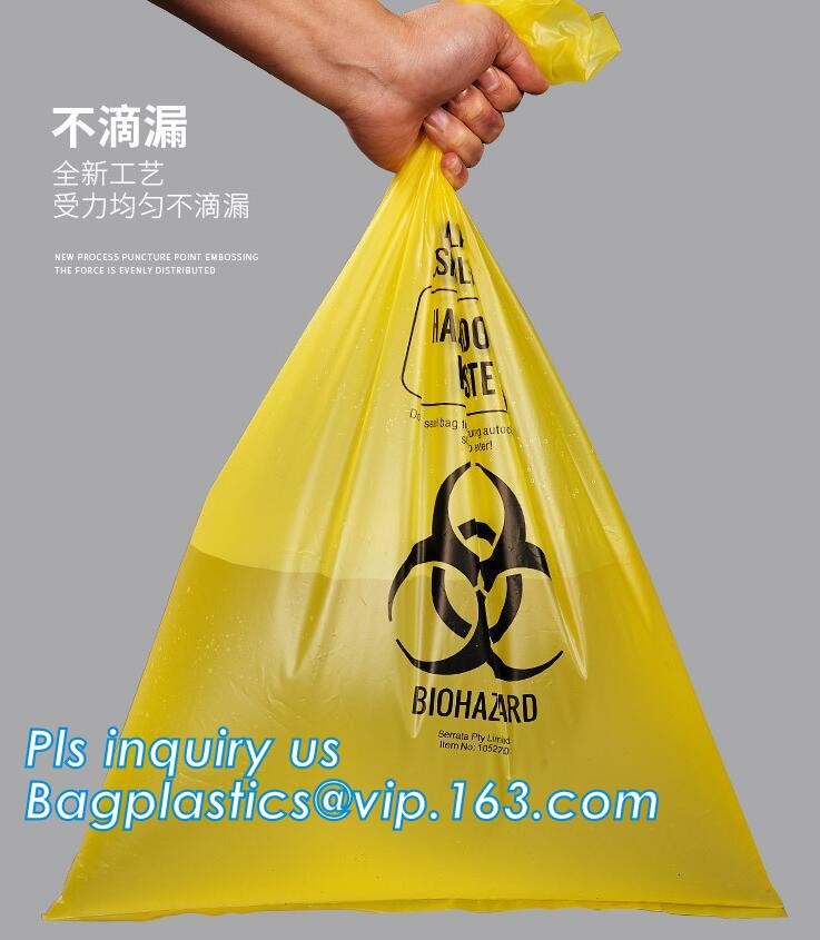 Custom Printed Yellow Biohazard Compost Disposal Plastic Biodegradable Yard Medical Waste Bag, bagplastics, bagease, pac