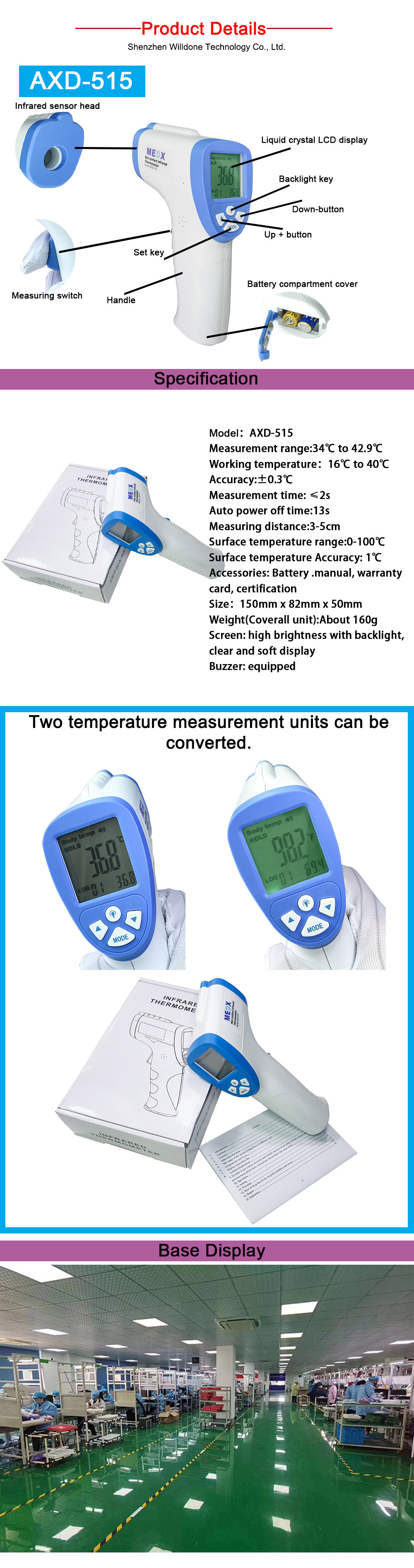 Hot sell Hospital Non Contact infrared Baby Infrared Ear forehead Thermometer