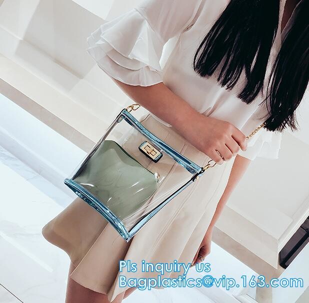 Gift bag clear shopping bag custom PVC plastic shopping bag, shiny pvc handle shopping hand bag clear tote bags ladies h