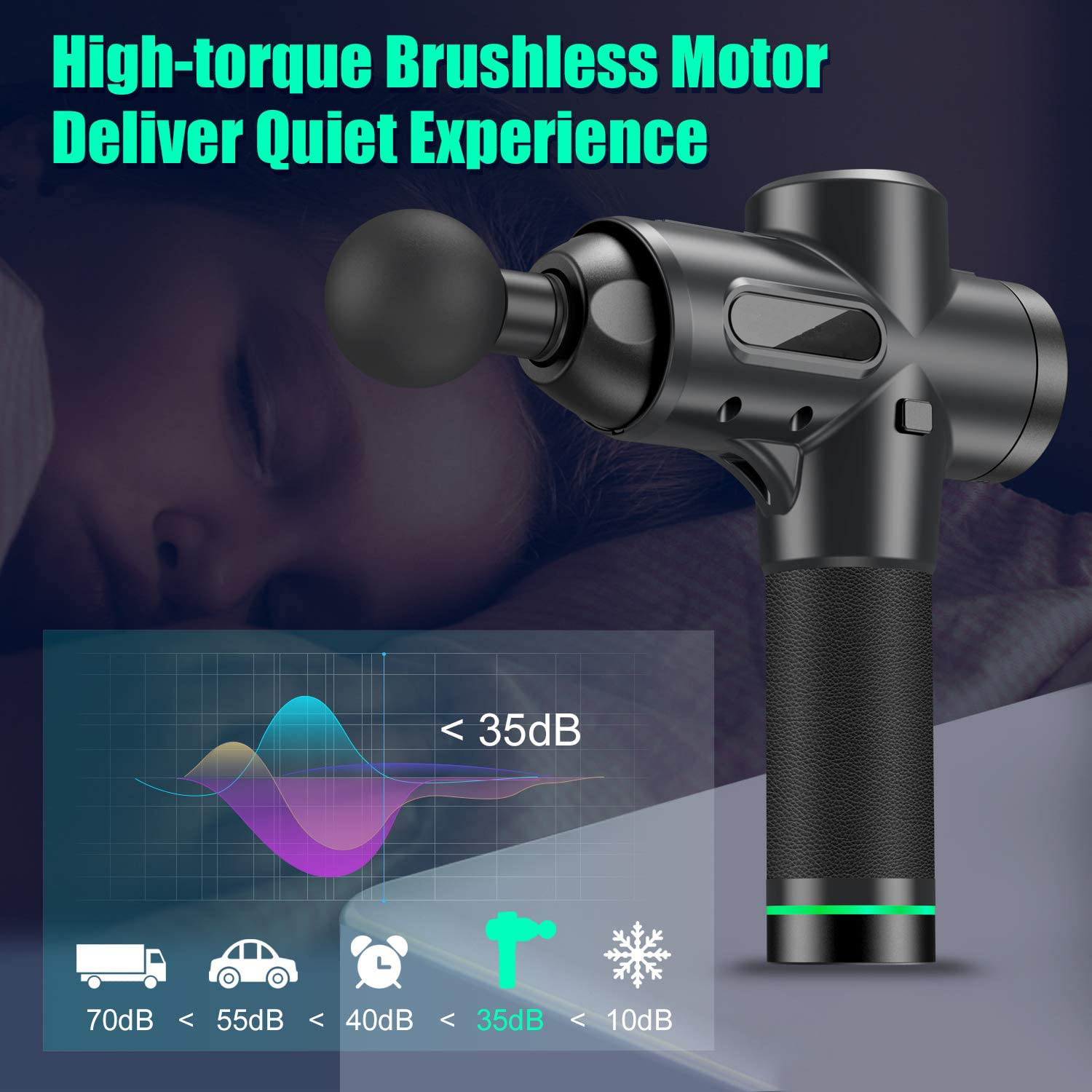 ROHS Brushless Motor Handheld Massager Gun Cordless 30 Speeds LCD Touch Screen