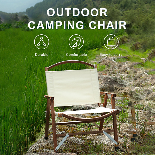 China Classic Folding Camping Portable Wooden Chair With Carry Bag