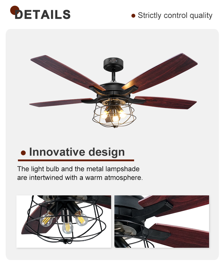 1stshine Ceiling Fan with MDF Wood Blades and Remote Control Traditional Design 10-