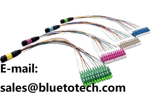 Violet MTP To LC 12 Core OM4 Fiber Optic Patch Cord Multi Mode