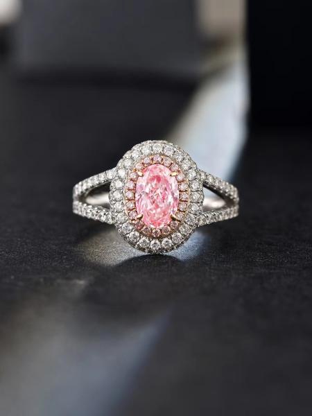 0.89ct Lab Created Synthetic Fancy Pink CVD Diamond IGI Certified 18K White Gold