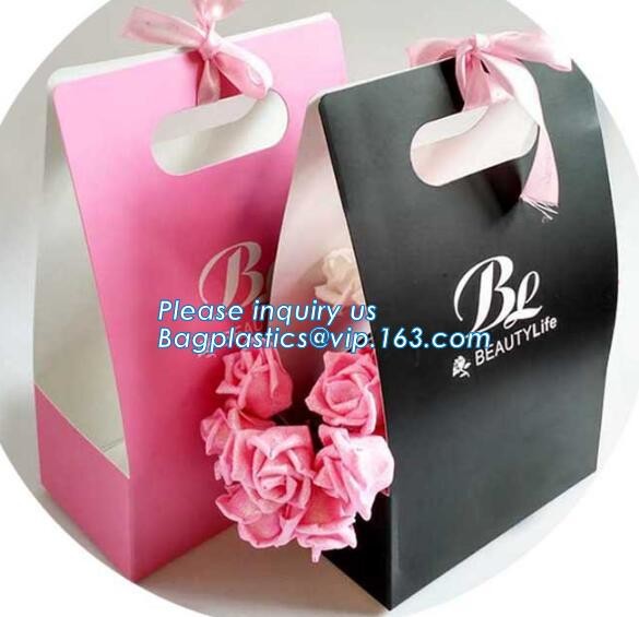 Customized Red Printed Kraft Paper Shopping Bag with Ribbon Handles and Bowknot,Kraft Paper Shopping Bag with Kinds off