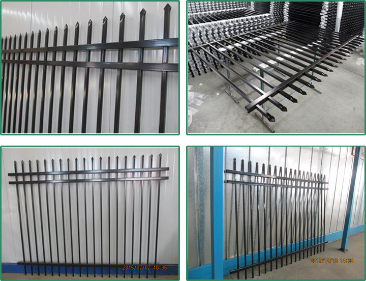 2.1x2.4m Powder Coated Ce Passed Wrought Iron Picket Fence For High Security