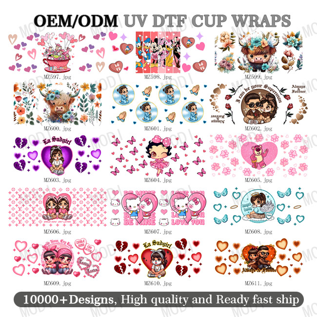 Valentine'S Day UV DTF Transfers For Cups Wraps Custom Logo Libbey Glass Tumbler