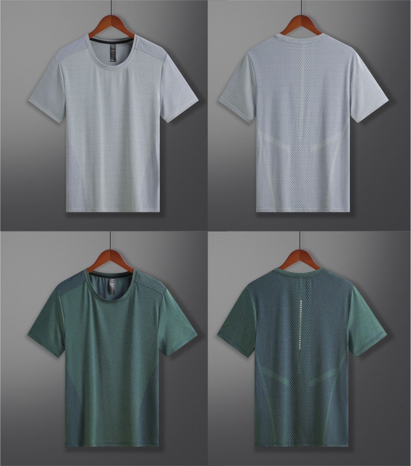 Sports T-Shirt Men&prime;s Fitness Clothes Summer Short Sleeve Ice Silk Quick Drying Clothes Loose Running Set Basketball Trainingpractice