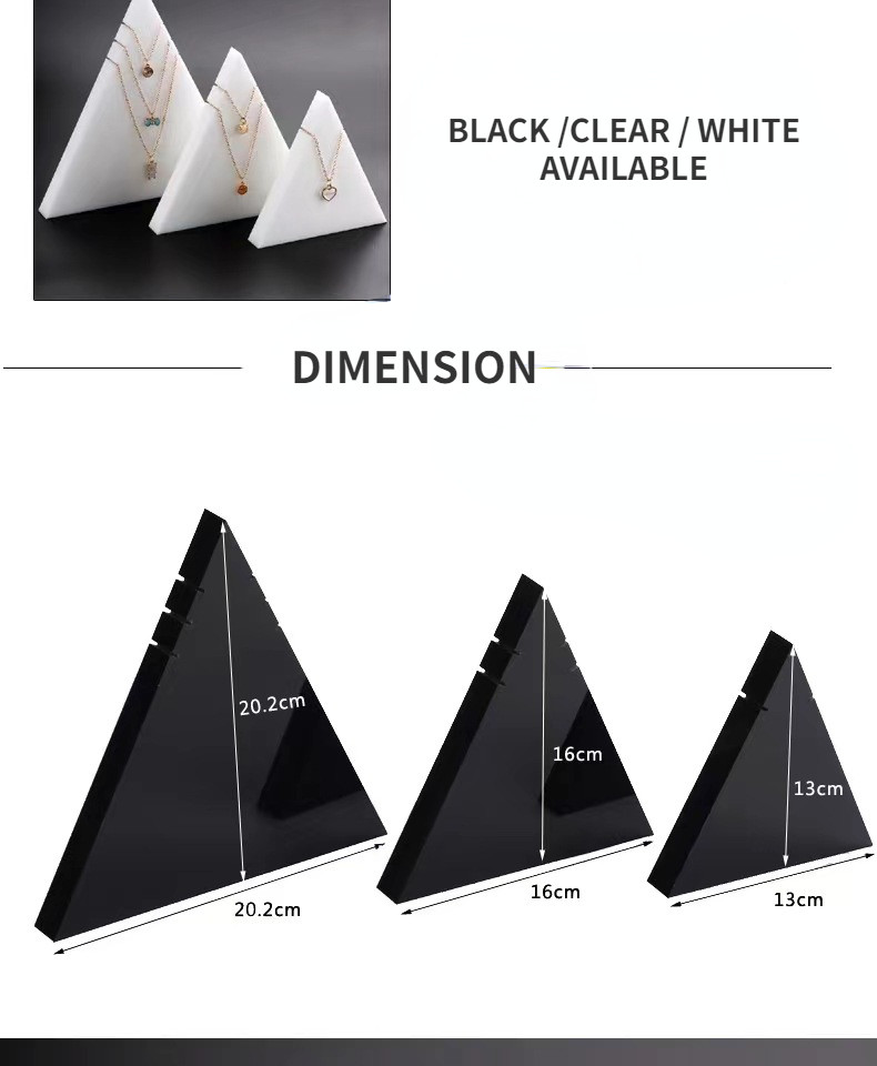 Modern Design Triangle Acrylic Necklace Display Stand Holder For Jewelry Shop