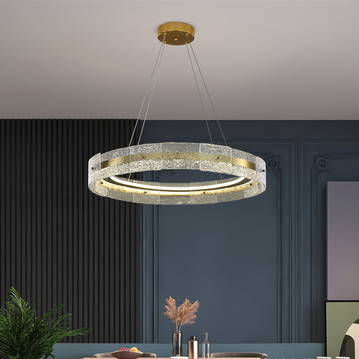 Art Stainless Steel Titanium Glass Modern Pendant Light LED 3 Colors