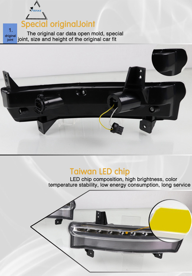 Anti UV LED Daytime Running Light Drl For Jeep Compass Front Head Lamp 2017-2018