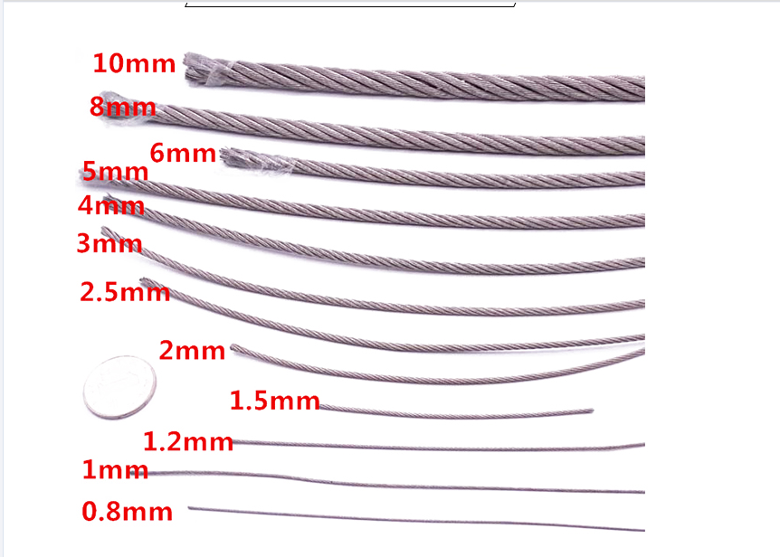 1/8 T304 Stainless Steel Aircraft Cable Railing Wire Rope for Cable Railing Kits 500m 1000m per Reel Cranes OEM Accepted