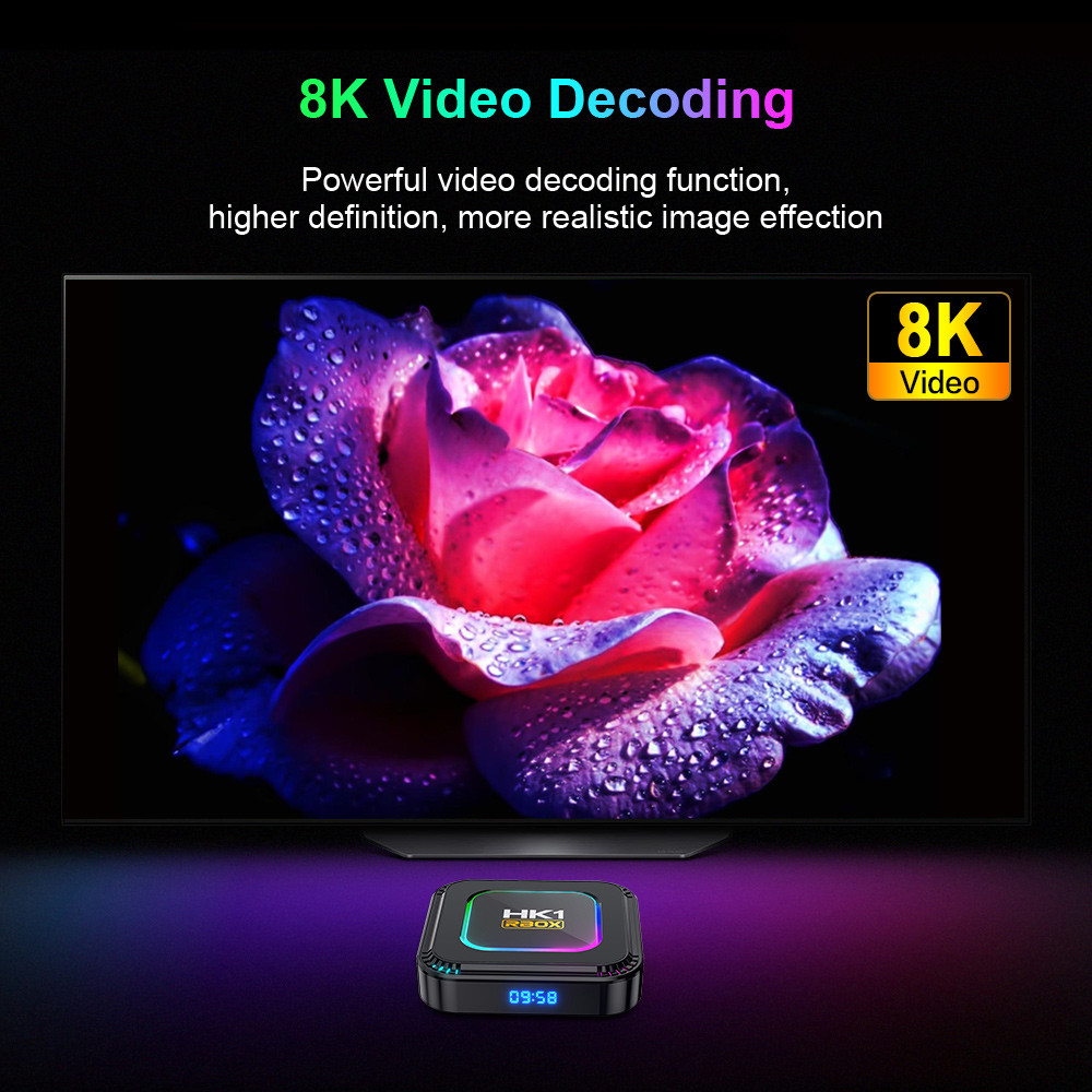 8K WiFi DIY IPTV Box Android 13.0 TV Box With Colorful LED Lights