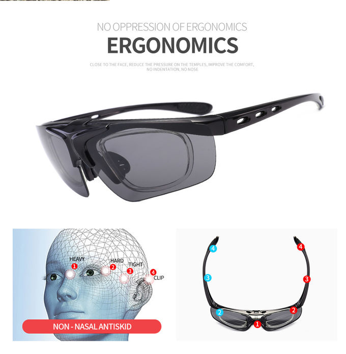 Windproof BSCI 134MM Rimless Sports Sunglasses 5 Lens Polarized Cycling