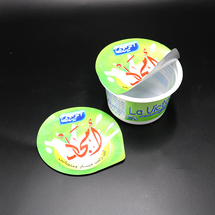 Aluminium Custom Printed Foil Lids 0.068mm Thick Leakproof Plastic Yogurt Cup