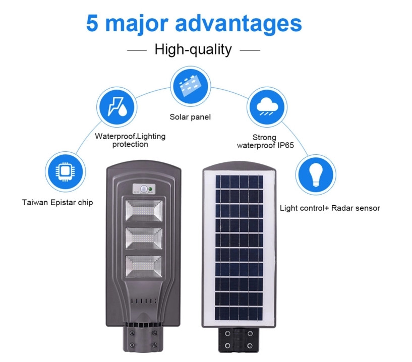 Light City Outside Lighting 100 Watt LED Solar Street Light SMD Chips Street Lamp