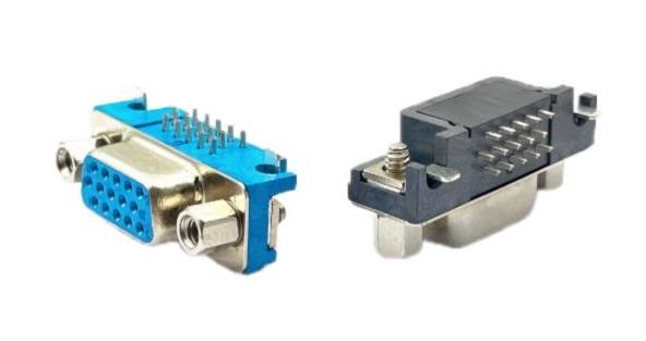 90 Degree D Sub 9pin Female Connector Staking Type For PCB Mount