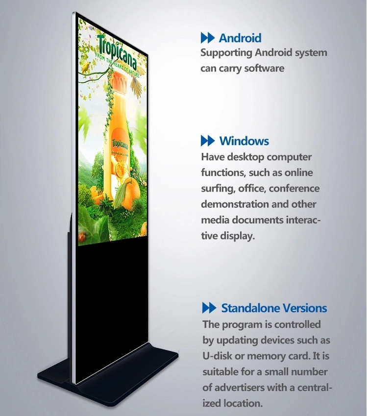43 49 55 65 70 84 inch floor stand LCD advertising player indoor digital signage advertising Kiosk
