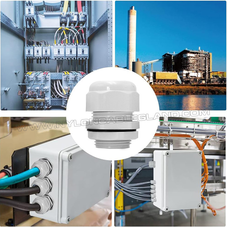 Plastic IP68 Waterproof Cable Glands Electrical Joints Connectors with Integral Metric Thread