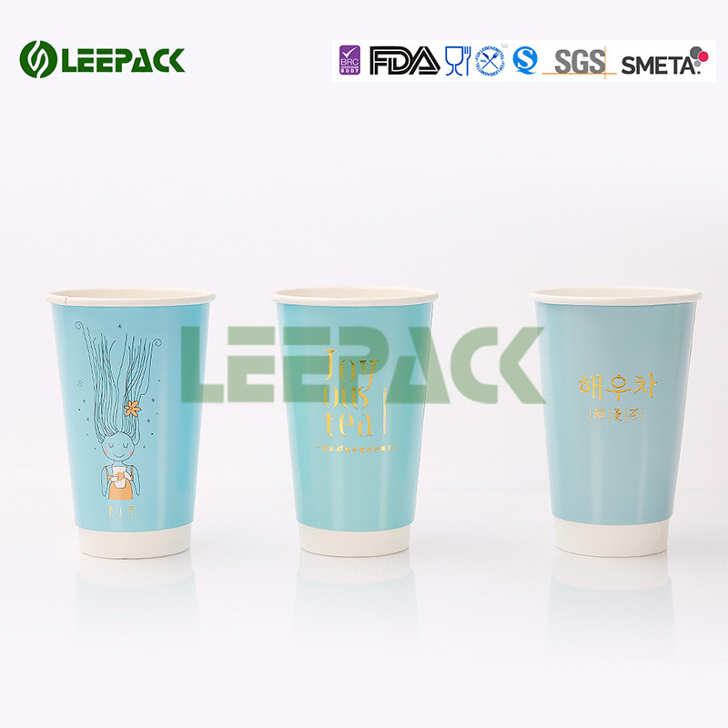 8 Oz White And Black double wall paper cup for Hot Drink , Non deforming
