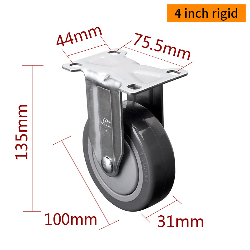 EDL Medium Duty Zinc Coating 4inch 110kg Plate TPE Caster by Rigid, Swivel and Brake type