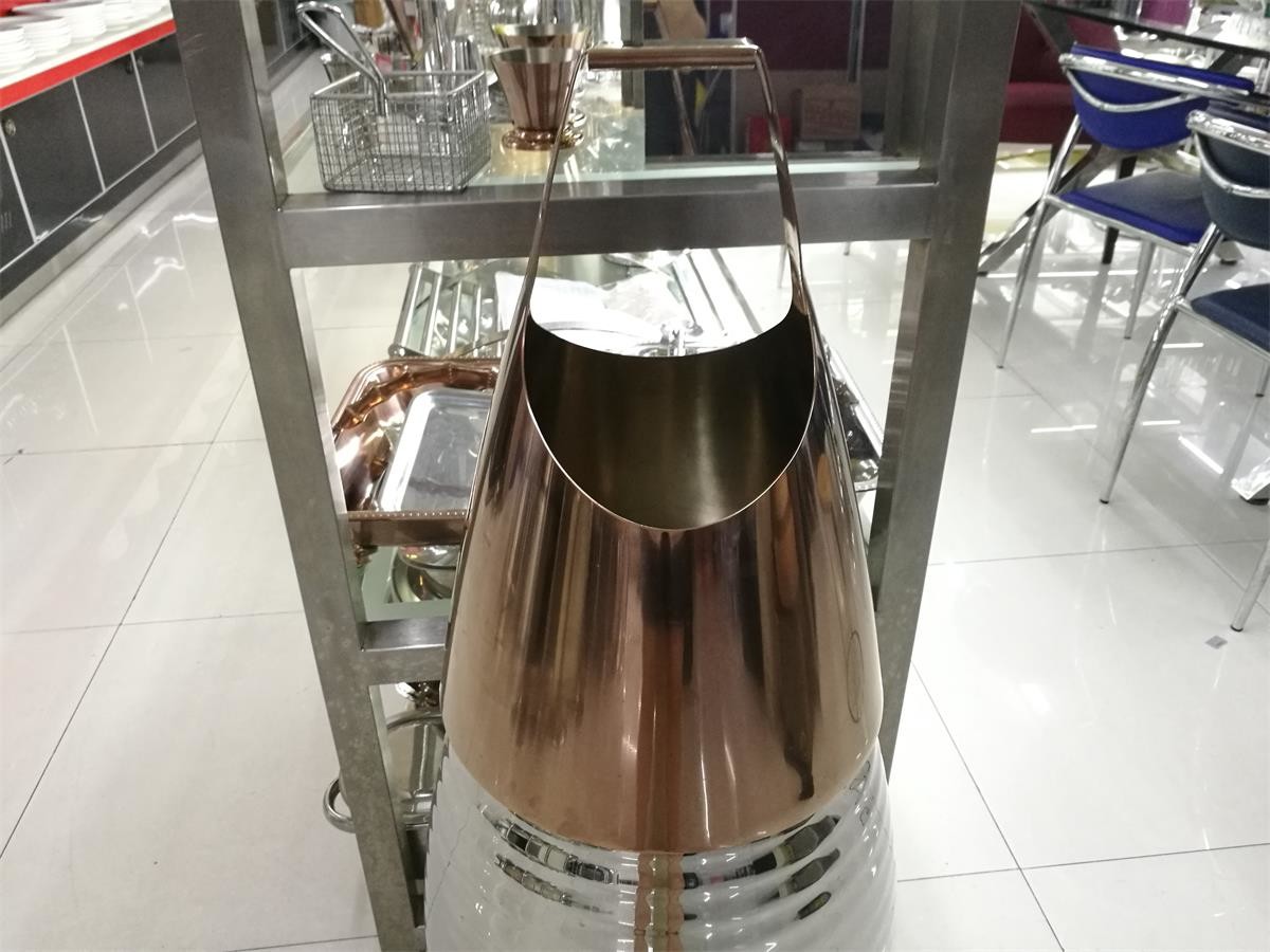 Rose Gold Stainless Steel Champagne Commercial Buffet Equipment With Handle , Heavy Duty Wine Bucket