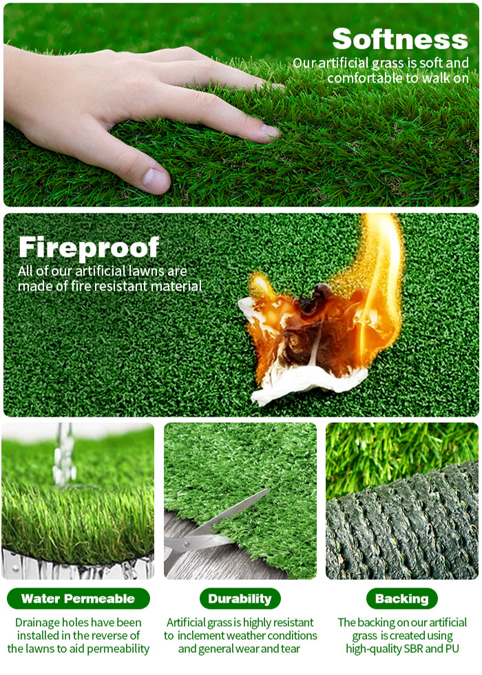 Detex 8800 Fireproof Artificial Grass Turf Wall Backdrop 30mm No Toxic