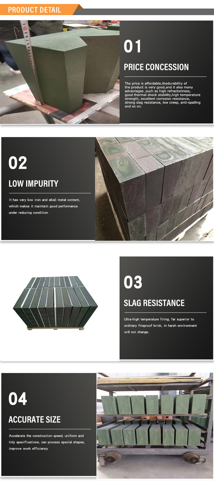Cr2O3 50-93 and Corrosion Resistant Chrome Tiles for Glass Furnace Wall Block Pitching
