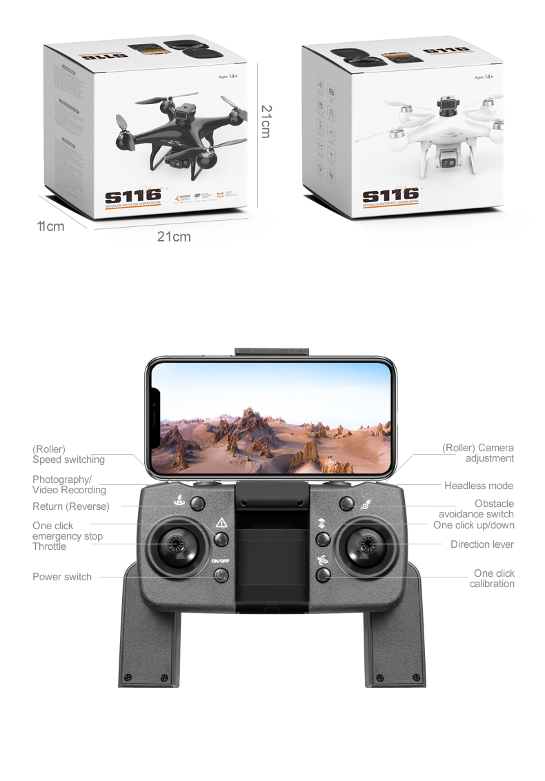 15 Mins Flight Time Professional Fpv RC Quadcopter with HD Dual Camera 2.4G Wifi Obstacle Avoidance and APP Remote Control