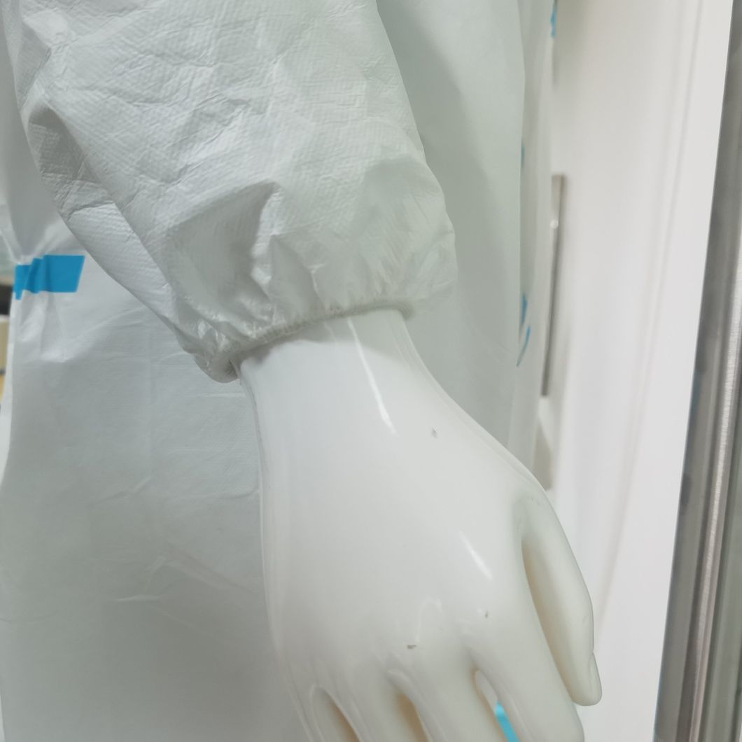 En14126 Wholesale Waterproof Disposable Microporous Coverall with Tape